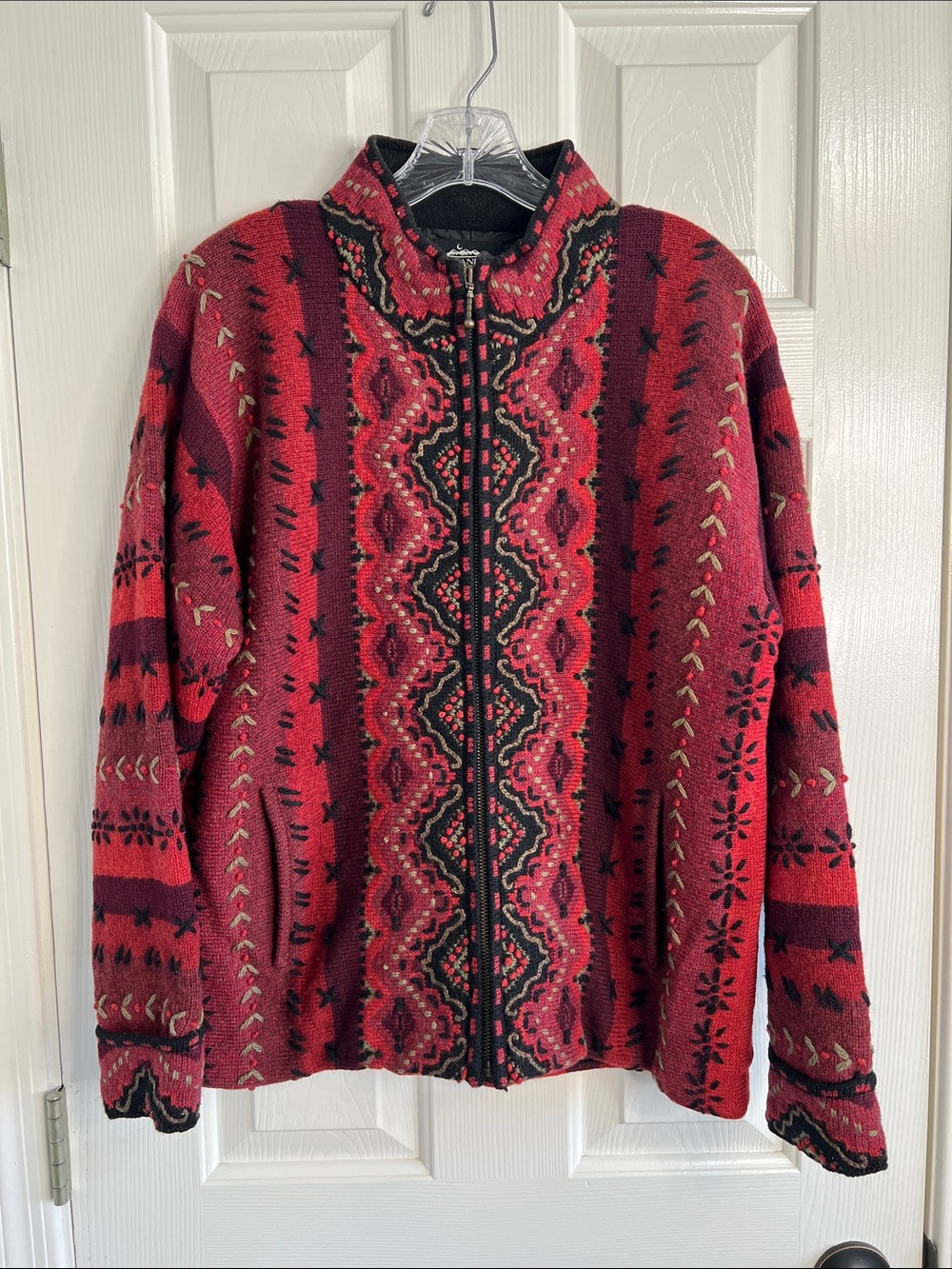 Vintage Icelandic Design wool zip up jacket womens size medium